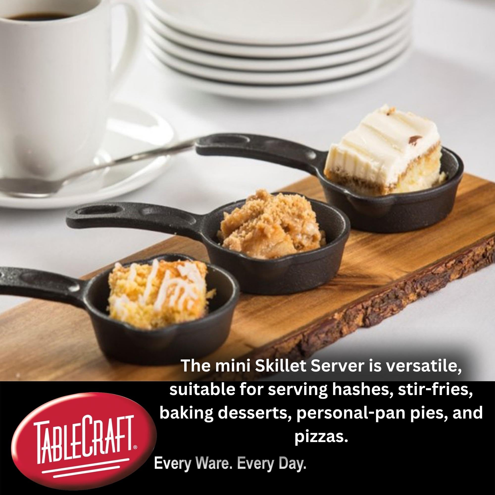 Tablecraft Products Cw30124 Cast Iron Mini Round Skillet 5?'' Dia (10?'' With Handle) X 1'' D, 1.25'' Height, 3.125'' Width, 10.